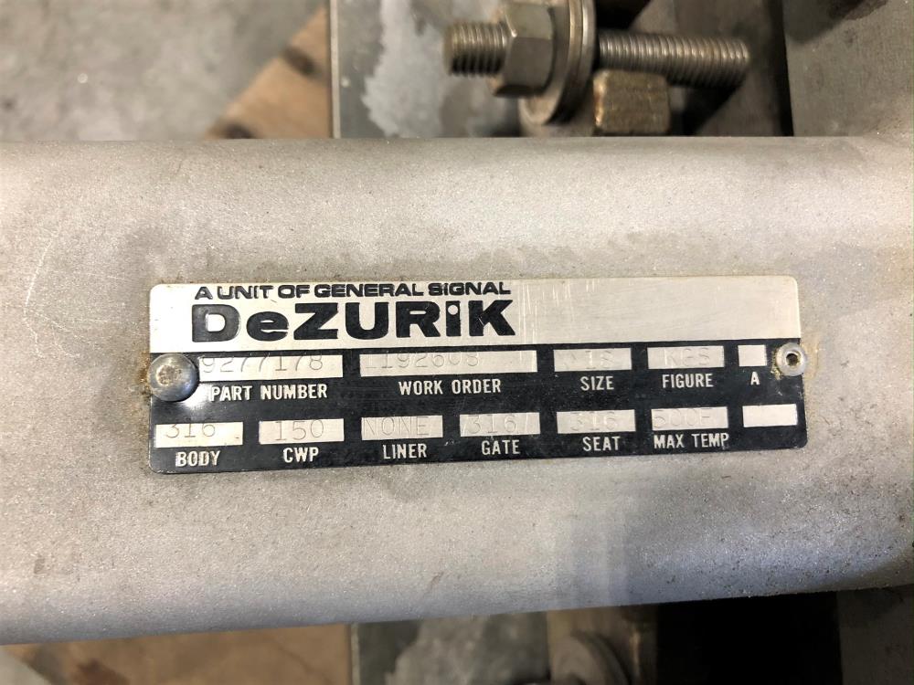 Dezurik 18" 150# 316SS Knife Gate Valve, Part# 9277178, Figure KGS